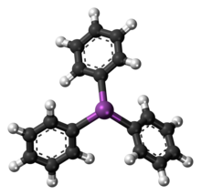 Ball-and-stick model of the triphenylstibine molecule