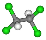 Molecuulmodel van 1,1,2,2-tetrachloorethaan