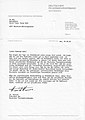 DFV-Dankschreiben für erstmalige Teilnahme einer deutschen Freiwilligen Feuerwehr im Jahr 1985