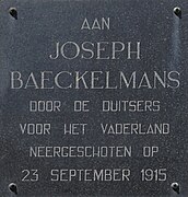 Gedenksteen aan de woning van Jozef Baeckelmans. Bredestraat 10, Antwerpen.