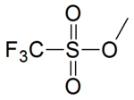 Structuurformule van methyltrifluormethaansulfonaat