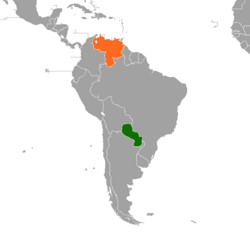 Map indicating locations of Paraguay and Venezuela