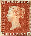 Die (One) Penny Red von 1841 (Vorbild für die Rote Mauritius)