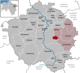 Kaart van Rätzlingen (Nedersaksen)