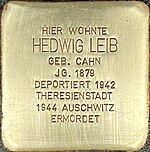 Stolperstein für Hedwig Leib