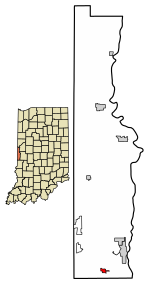 Location of Universal in Vermillion County, Indiana.