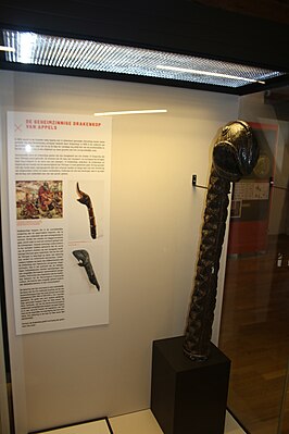 Afgietsel van de Drakenkop van Appels in het vleeshuismuseum te Dendermonde