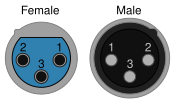 XLR connector, showing the notch for alignment.