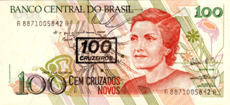 NCz$100 (overstamped as Cr$100)