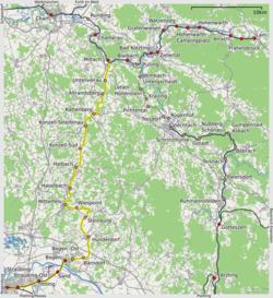 A Straubing–Miltach-vasútvonal útvonala