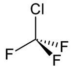 Structuurformule van chloortrifluormethaan