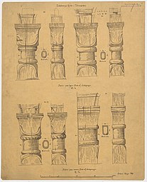 Elevation and side view of 4 columns from the hallway.