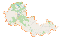 Mapa konturowa powiatu gostynińskiego, u góry znajduje się punkt z opisem „Rogożew”