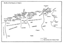 Map of Algeria and parts of Tunisia and Morocco