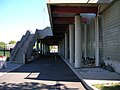 The road under the bleachers attached to the Schaefer Athletic and Recreation Center at Stevens Institute of Technology.