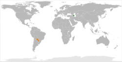 Map indicating locations of Azerbaijan and Paraguay