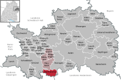 Elhelyezkedése Baden-Württemberg térképén