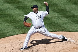 Sabathia als pitcher voor de New York Yankees op 16 april 2009