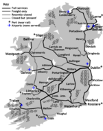 Schematic map of Ireland's rail routes