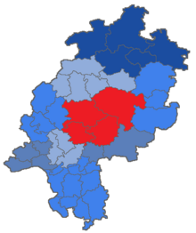 Lage des Landgerichtsbezirks Gießen in Hessen