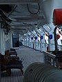 Details of the promenade deck of the MS Oosterdam toward Victoria, British Columbia.