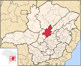 Ligging van de Braziliaanse microregio Curvelo in Minas Gerais