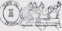 Supai AZ postmark, unique for its "mule train" design
