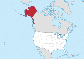 Χάρτης των Ηνωμένων Πολιτειών με την πολιτεία Αλάσκα χρωματισμένη