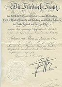 Urkunde von 1917