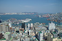 Busan Bay with Busan Port