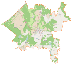 Mapa konturowa gminy Chojna, u góry po lewej znajduje się punkt z opisem „Przejście graniczneKrajnik Dolny-Schwedt”