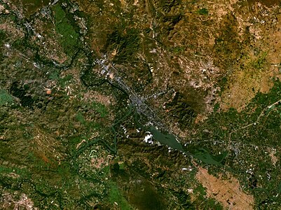 Satellietfoto van Kanchanaburi en omstreken