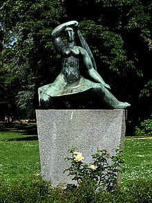 Louis Léon Weber (1891–1972) Bildhauer, Skulptur, L’Aube, 1957–61, ehemals in der Totentanz Anlage, Basel aufgestellt. Nach Protesten wurde die Plastik 1961 in den Rosenfeldpark aufgestellt.