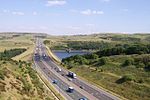 The M62 passes Scammonden Water in West Yorkshire.