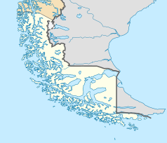 Mapa konturowa Magallanes, na dole nieco na prawo znajduje się punkt z opisem „Gordon”