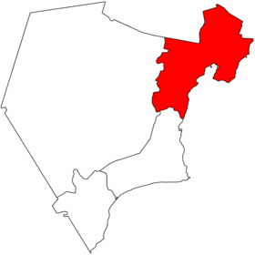 The wilayat of Mahout in the Al Wusta Governorate in Oman filled in red.