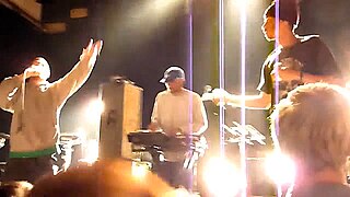 American band Ratking performing in Köln in 2014. Left to right: Wiki, Sporting Life, Hak.