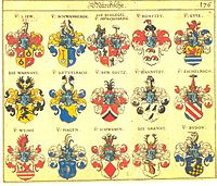 Wappen derer v. Gyse in Johann Siebmachers Wappenbuch von 1605, Tafel 176, Ritterschaft und Adel in der Mark Brandenburg