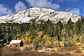 The Hope Valley Cabin and east slope of Red Lake Peak