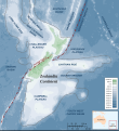 Karte Zealandias mit dem Hikurangi Plateau und der Chatham Rise