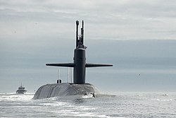 The U.S. Navy ballistic missile submarine, USS Tennessee (SSBN 734), returns to Naval Submarine Base Kings Bay, Ga., Feb. 6, 2013.