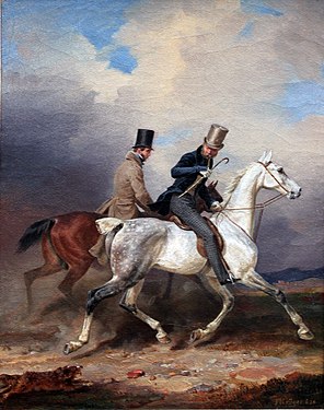 Ausritt des Prinzen Wilhelm von Preußen in Begleitung des Malers, Gemälde von Franz Krüger, 1836, Alte Nationalgalerie, Berlin