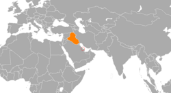 Map indicating locations of Bahrain and Iraq