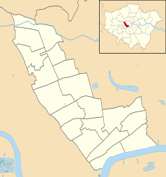 Mapa konturowa gminy Kensington and Chelsea, blisko centrum po prawej na dole znajduje się punkt z opisem „Imperial College of Science, Technology and Medicine”