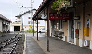 Station building next to railway line