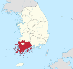 Location of South Jeolla Province