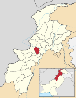 Karte von Pakistan, Position von Distrikt Peshawar hervorgehoben