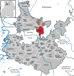 Elhelyezkedése Baden-Württemberg térképén