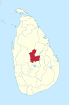 Area map of Matale District, located immediately north of the middle of the country, roughly the shape of a letter "C" and located in the Central Province of Sri Lanka