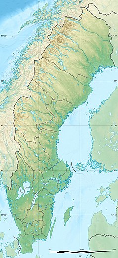 Mapa konturowa Szwecji, na dole nieco na prawo znajduje się punkt z opisem „Gotska Sandön”